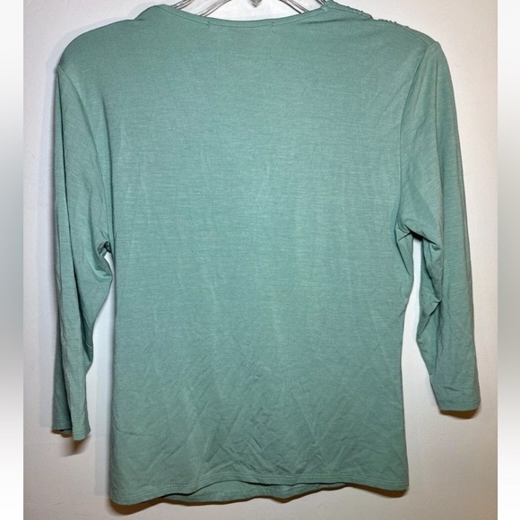 NWT Women's medium Teal Twist Front Top V Neck Blouse Shirt for The Republic - Picture 5 of 5
